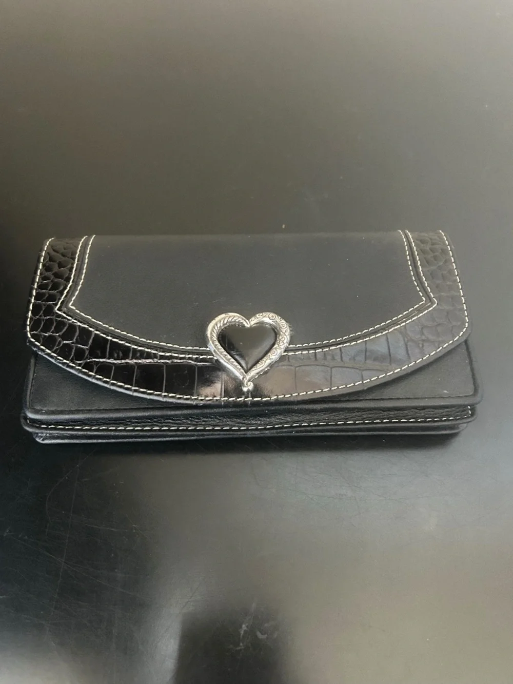 Brighton Heritage Black Leather Heart Wallet.